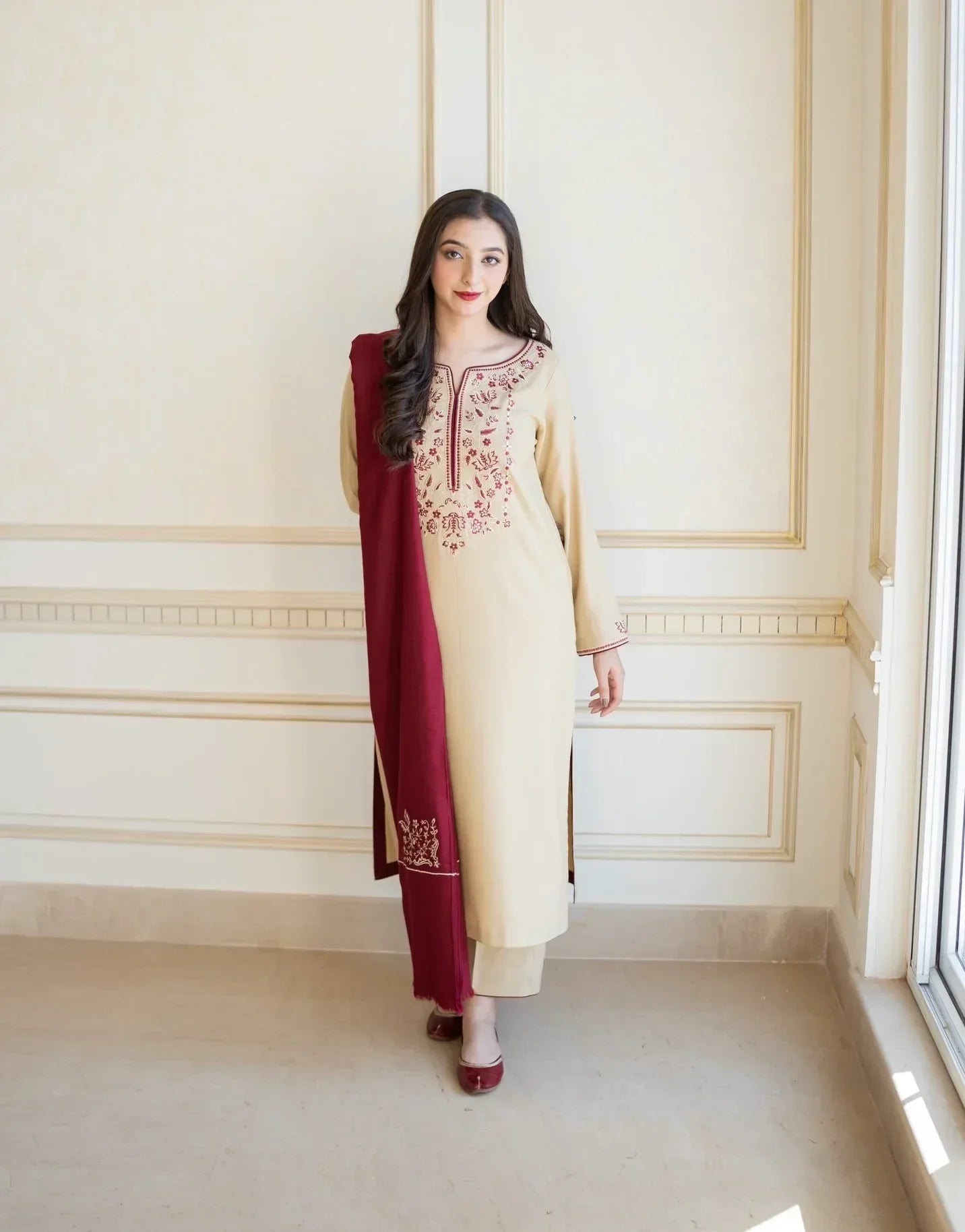 AISLING DHANAK PREMIUM UNSTITCHED EMB 3PC - City Cloth House