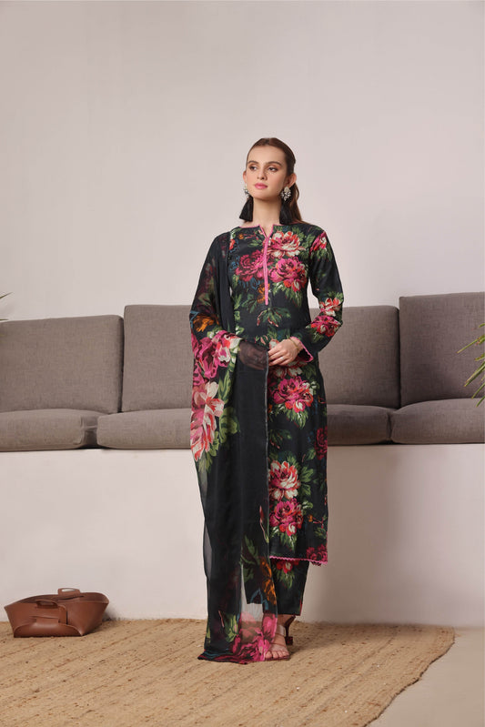 BAROQUE LAWN PRINTED UNSTICH 3PC - City Cloth House