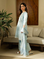 Azure | Emb Unstitched Lawn 3pc