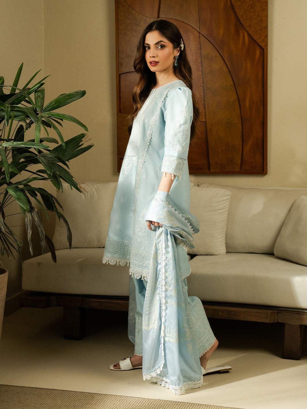 Azure | Emb Unstitched Lawn 3pc