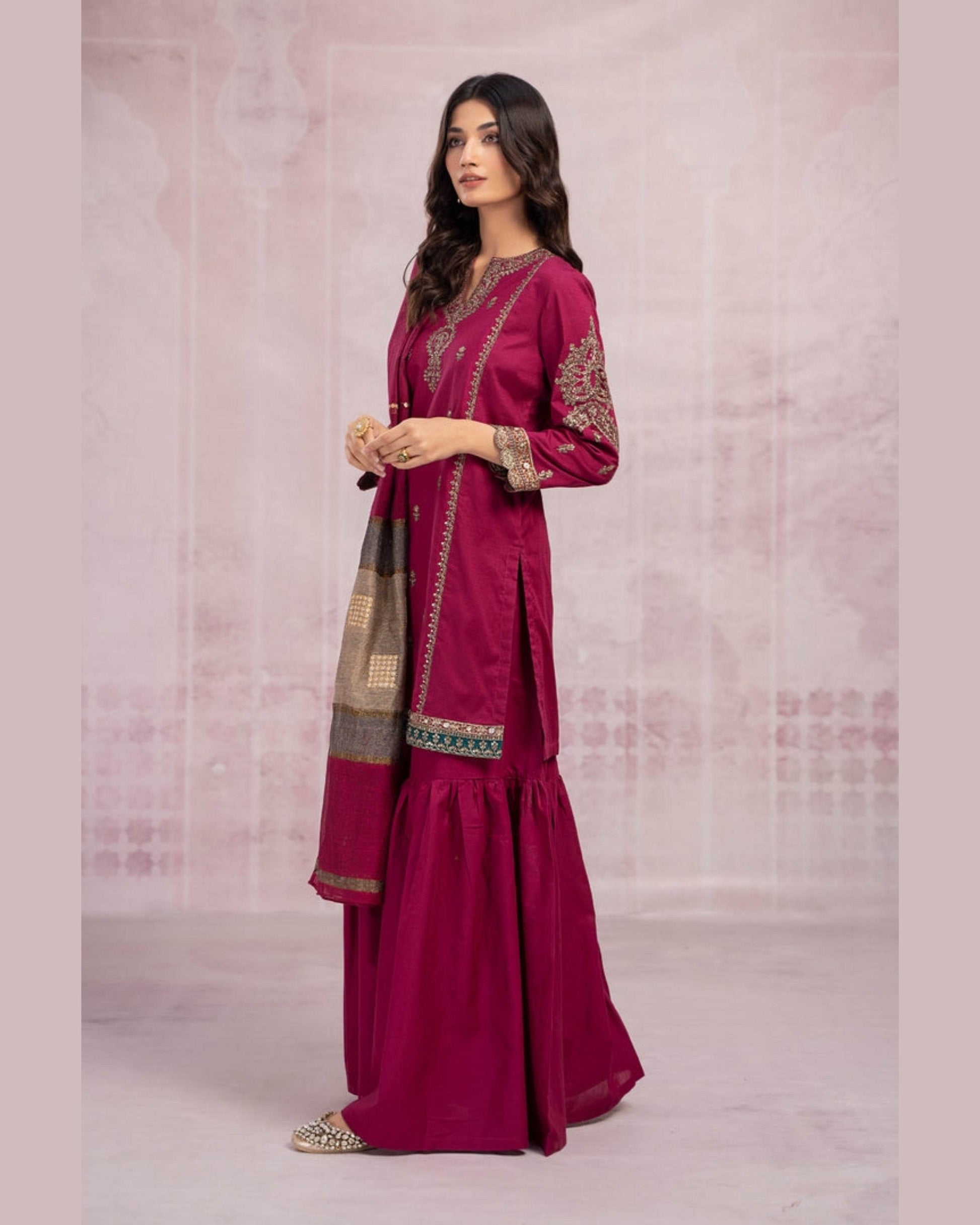 MARIA.B LAWN PREMIUM UNSTITCHED EMB 3PC - City Cloth House
