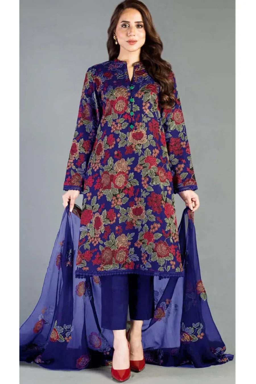 BAREEZE LINEN UNSTICH EMB 3PC - City Cloth House