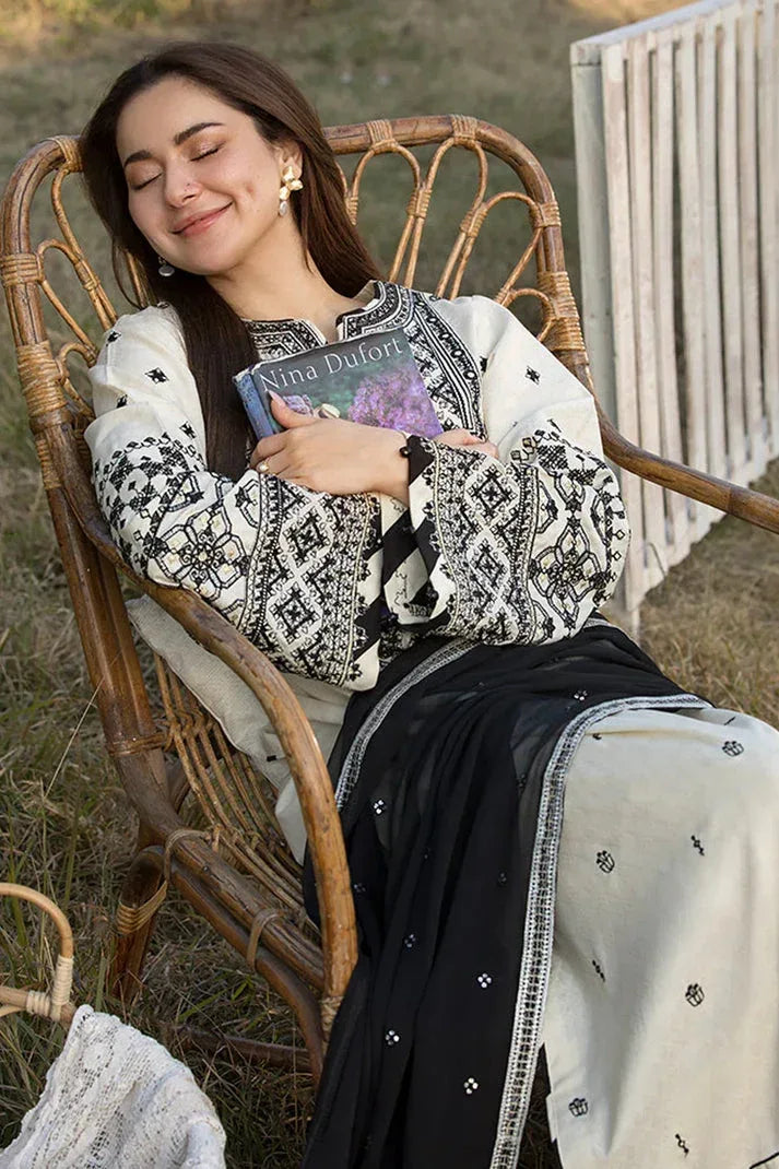 QALAMKAR DHANAK UNSTITCHED EMB 3PC - City Cloth House