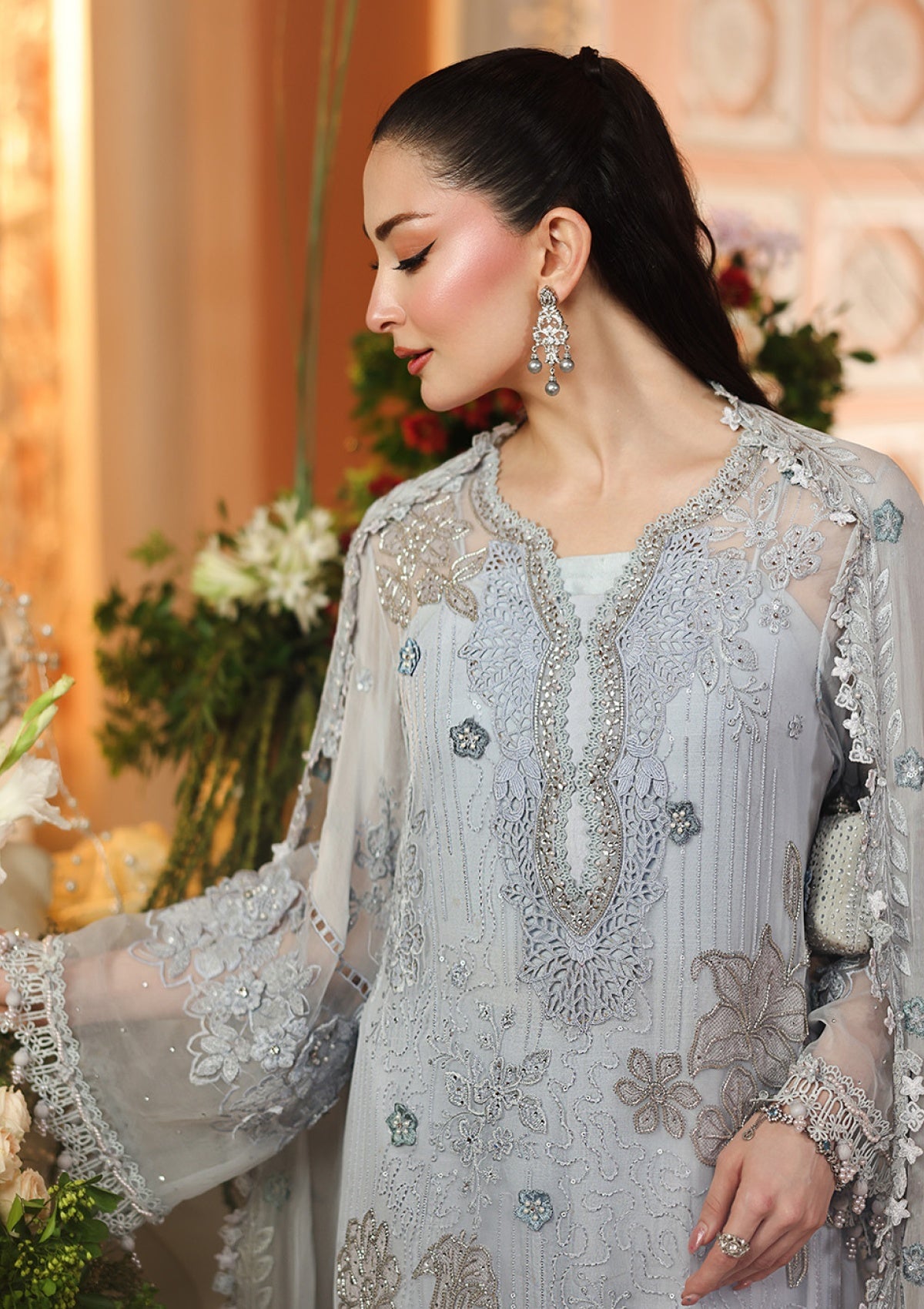 MARIA.B CHIFFON UNSTITCHED EMB D-6 SUIT