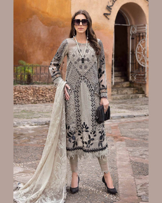 MARIA.B LAWN UNSTITCHED EMB 3PC 25’ (10-B) - City Cloth House