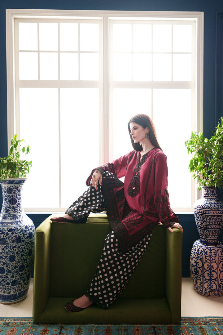 Zuri | Emb Unstitched Shamoz silk 2pc