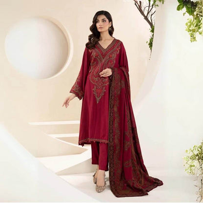 MARIA.B DHANAK UNSTITCHED EMB 3PC - City Cloth House