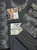 MARIA.B ORGANZA UNSTITCHED EMB SAREE - City Cloth House