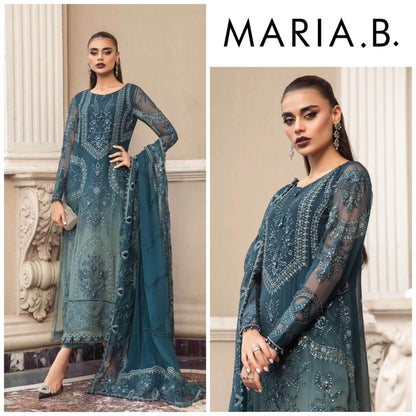 MARIA.B CHIFFON UNSTITCHED EMB SUIT - City Cloth House