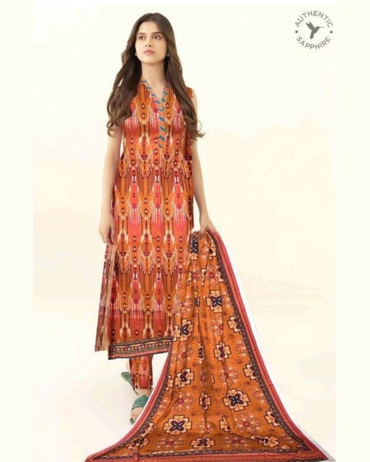 SAPPHIRE KHADDAR UNSTICH PRINTED 3PC