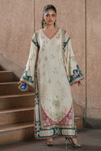 ETHNIC SILK UNSTITCHED EMB SUIT