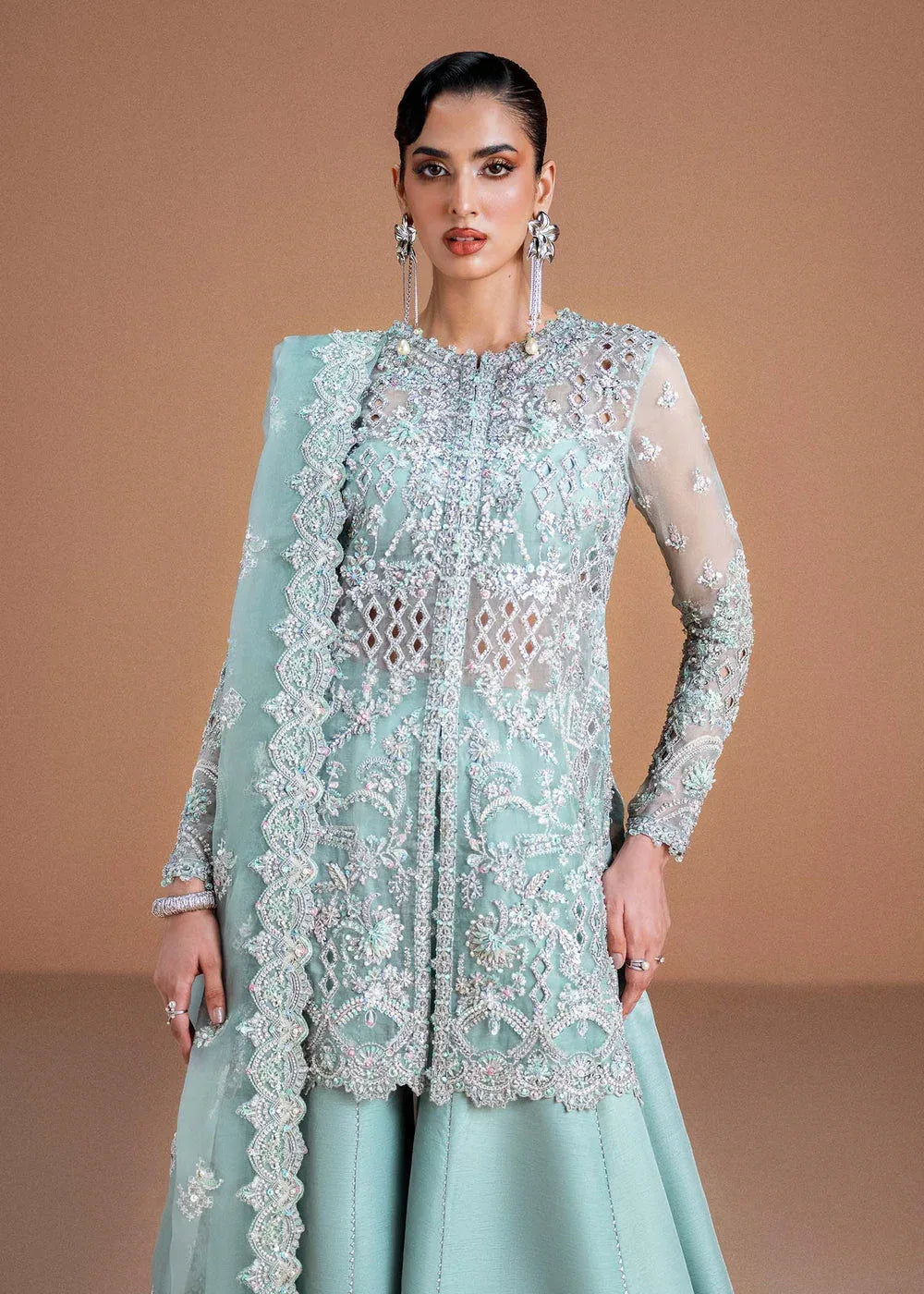 KANWAL MALIK ORGANZA UNSTITCHED EMB VANIA SUIT - City Cloth House