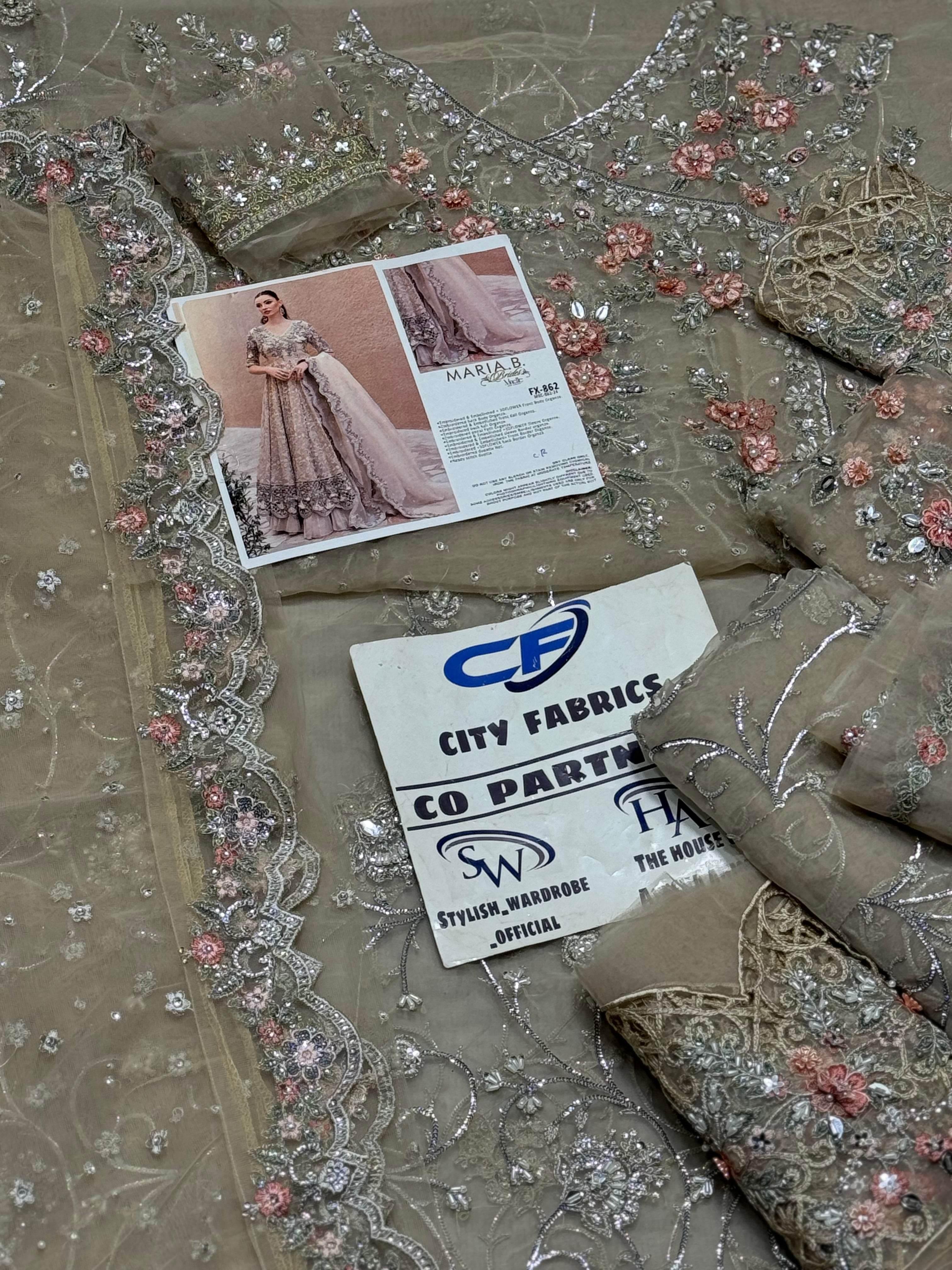 MARIA.B ORGANZA UNSTITCHED EMB MAXI - City Cloth House