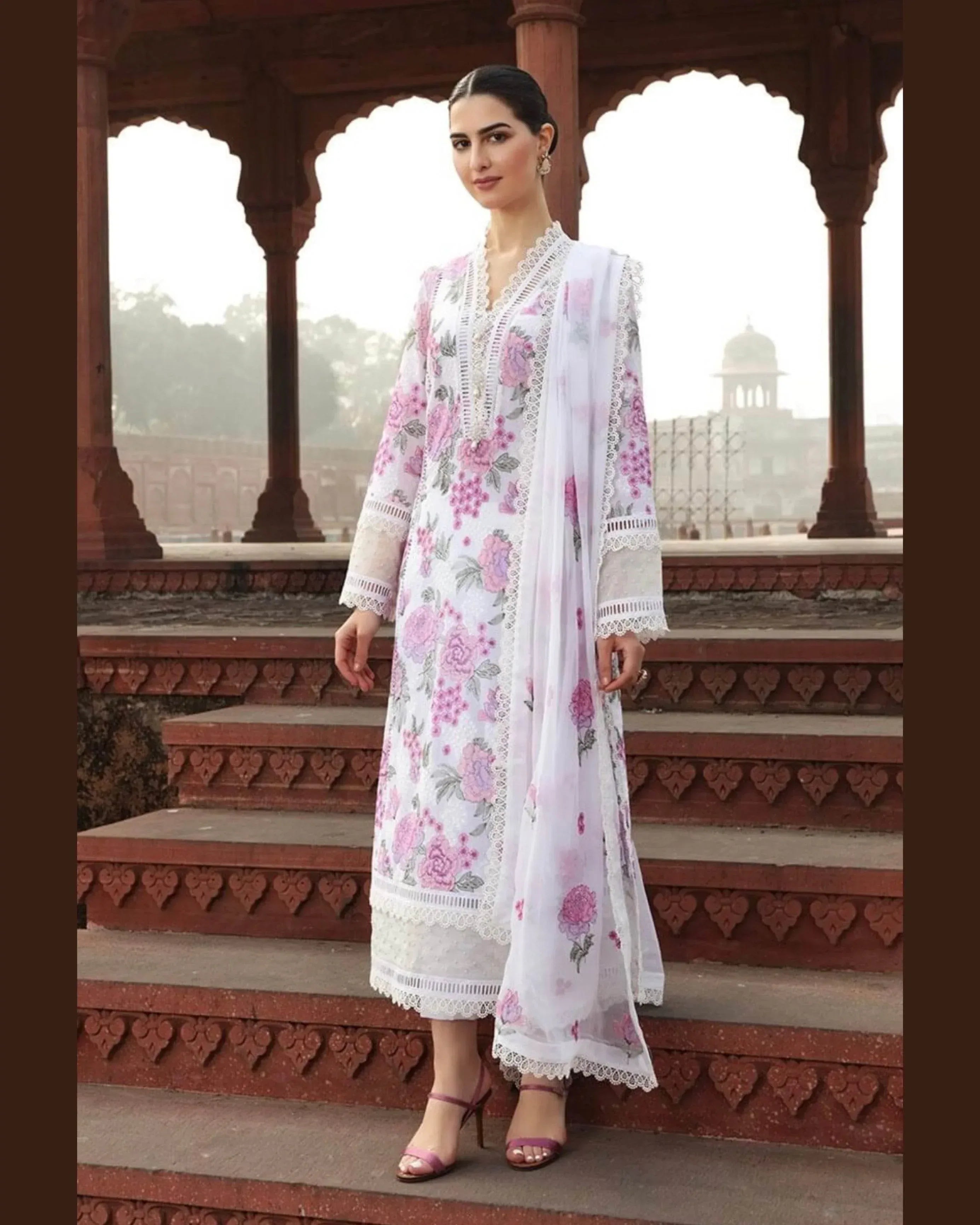 BAREEZA LINEN UNSTITCHED EMB 3PC - City Cloth House