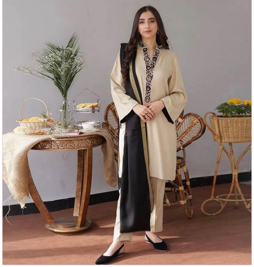 ASLING DHANAK UNSTITCHED EMB 3PC - City Cloth House