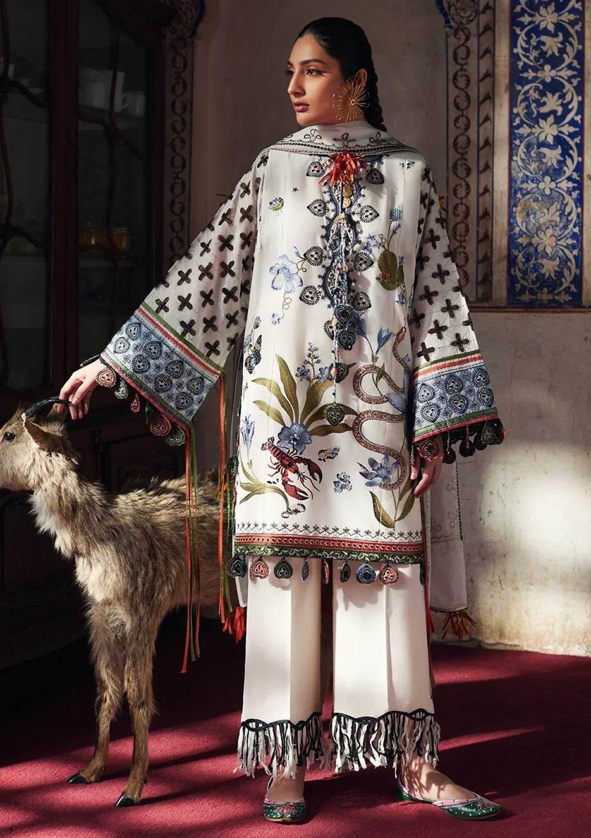 ELAF LAWN UNSTICH EMB 3PC AZUREH B EL25-4 B - City Cloth House