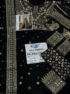 QALAMKAR NET UNSTITCHED EMB SAREE - City Cloth House