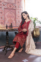 NOOR BY SADIA DHANAK UNSTITCHED EMB 3PC - City Cloth House