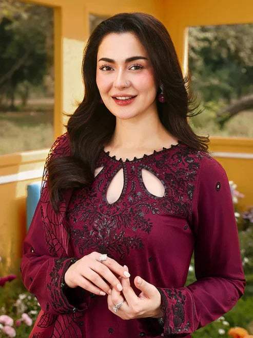 Merlot | Emb Unstitched Lawn 3pc