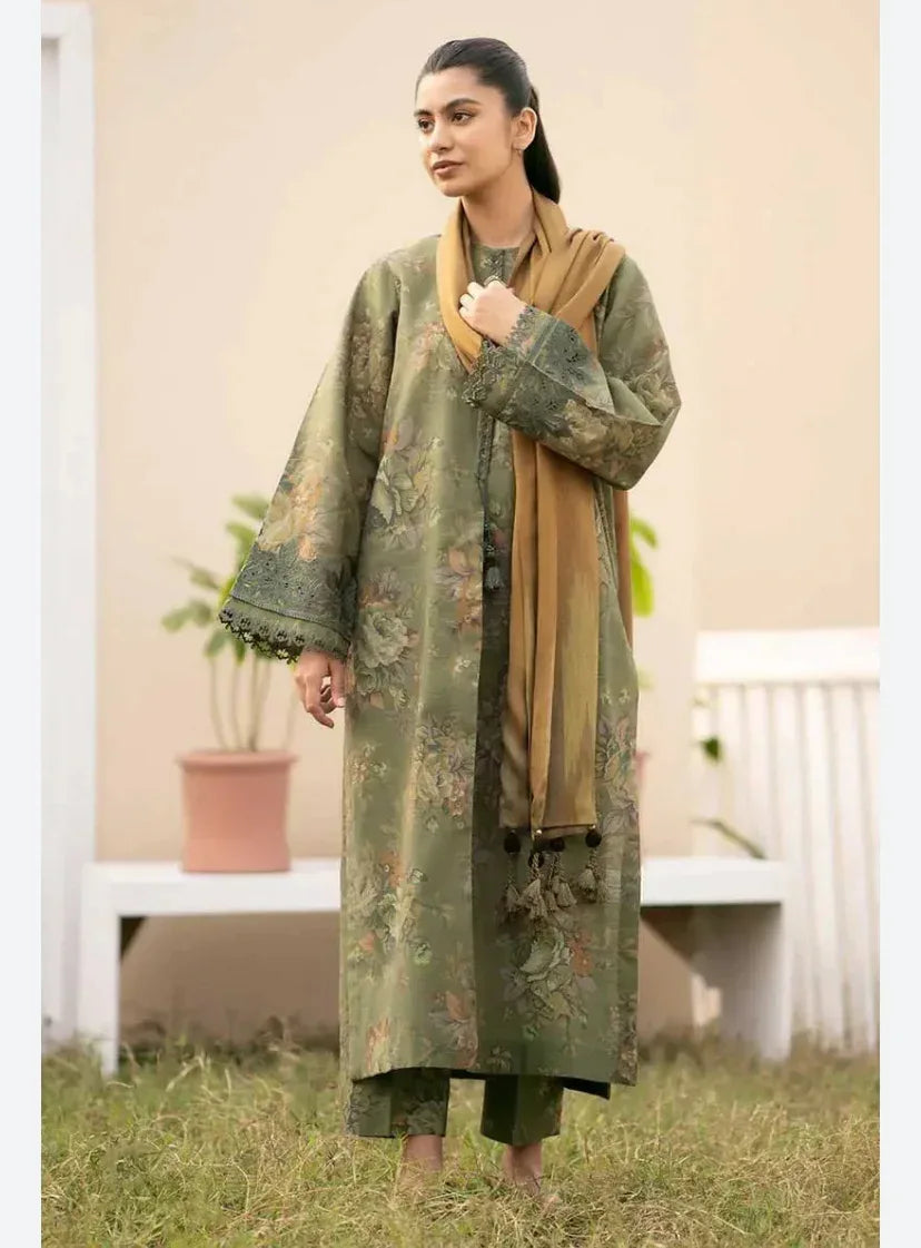 BAROQUE DHANAK PRINTED UNSTICHED 3PC - City Cloth House