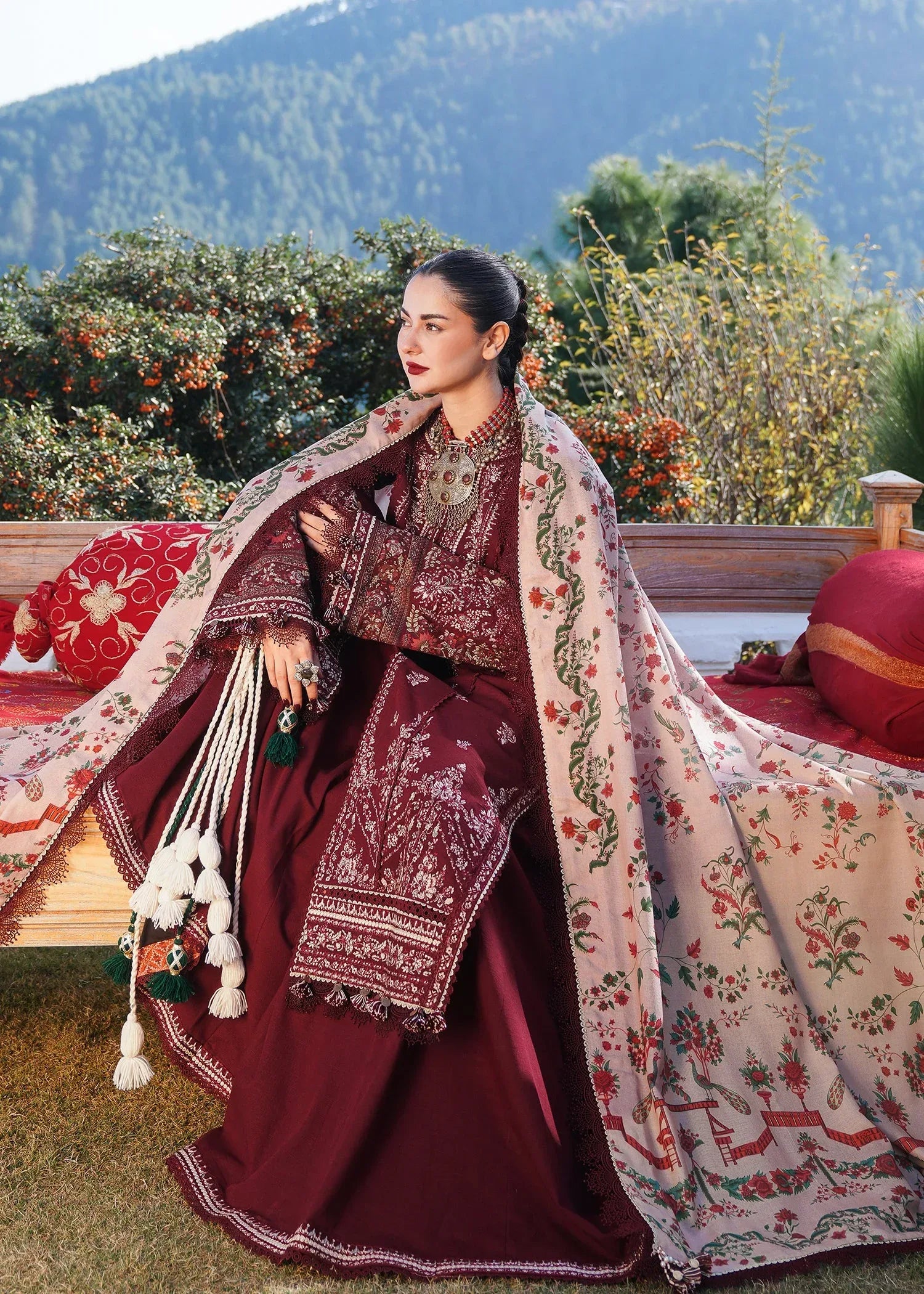 HUSSAIN REHAR DHANAK UNSTITCHED EMB 3PC - City Cloth House