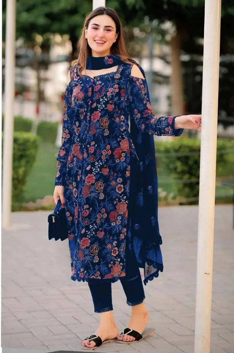 BAREEZE LINEN UNSTICH EMB 3PC - City Cloth House