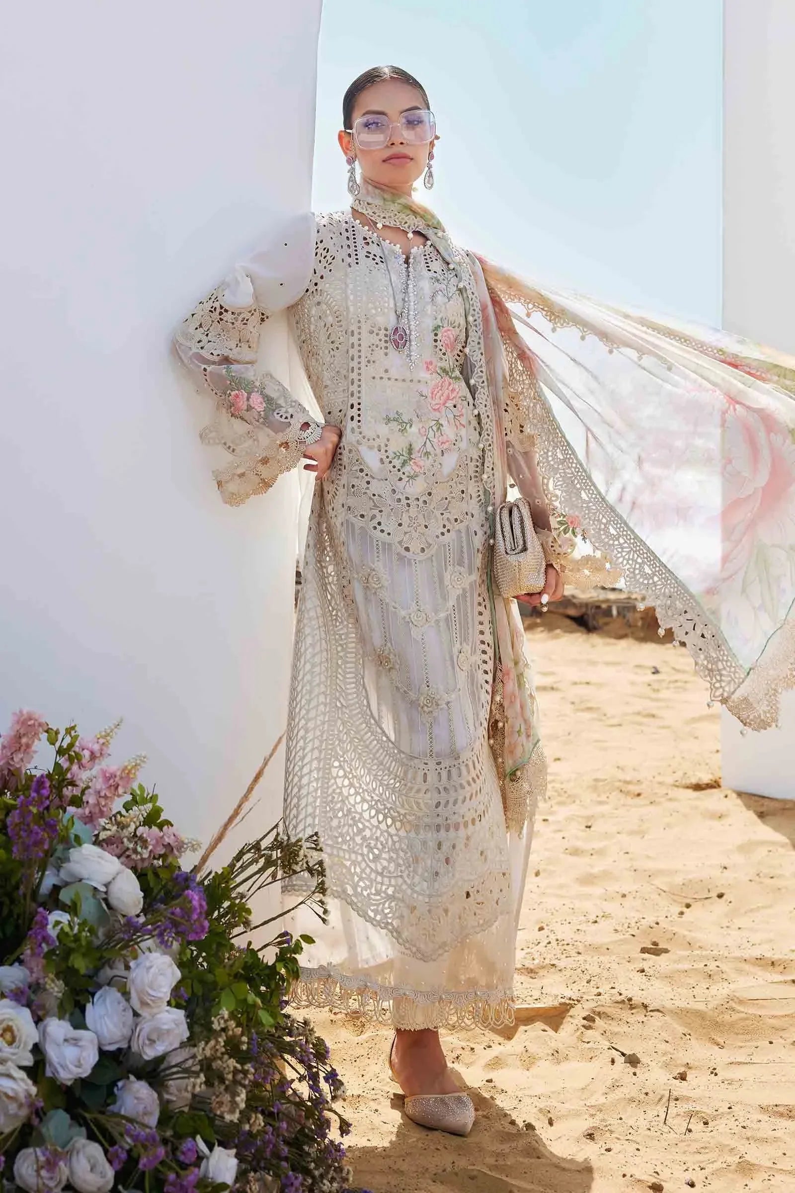 MARIA.B LAWN LUXURY UNSTITCHED EMB EID 26’ D-7 3PC - City Cloth House