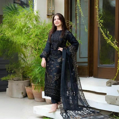 MARYUM & MARIA KHADDAR UNSTICHED EMB 3PC - City Cloth House