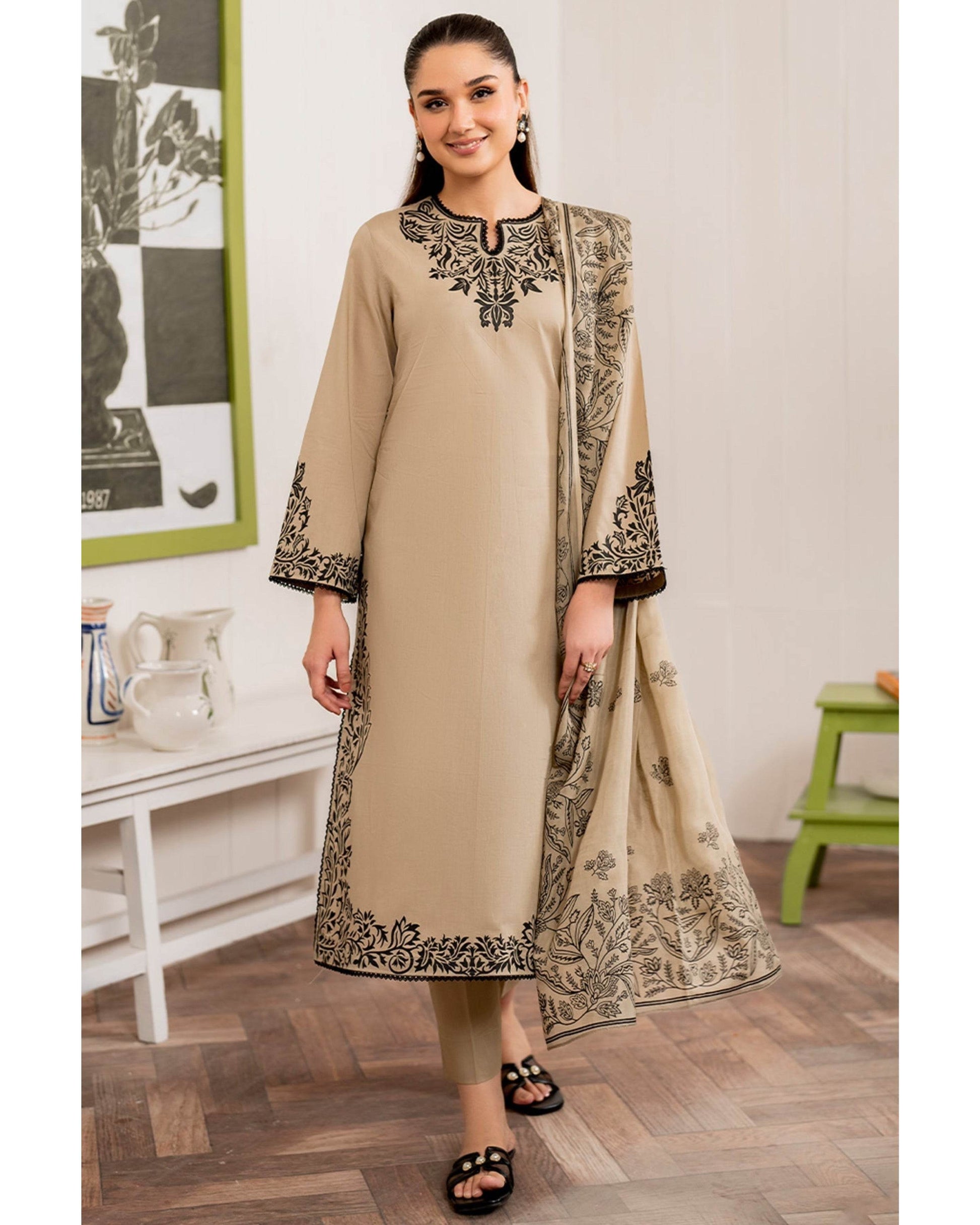 ZARA SHAHJAHAN LAWN UNSTITCHED EMB 3PC - City Cloth House