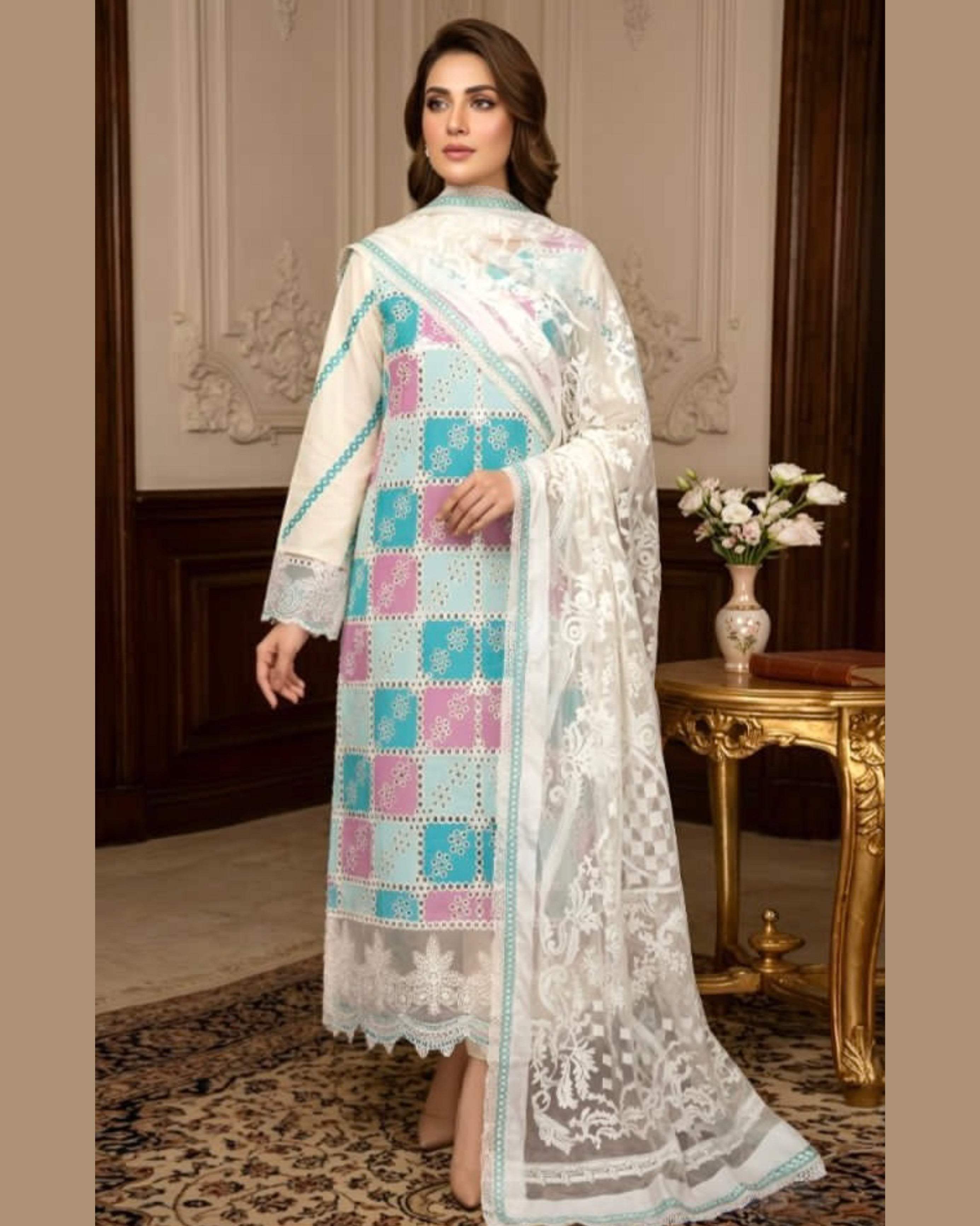 AYLANTO LAWN LUXURY UNSTITCHED D-2 EMB 3PC