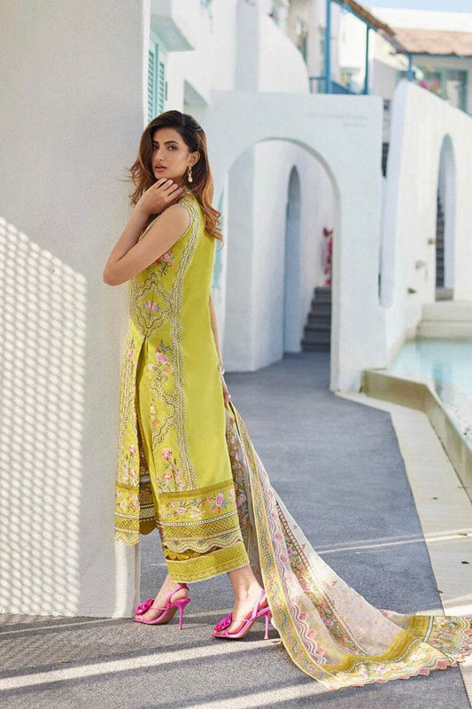 FAIZA SAQLAIN LAWN UNSTITCH EMB 3PC ESTERA-NARGIS-B - City Cloth House