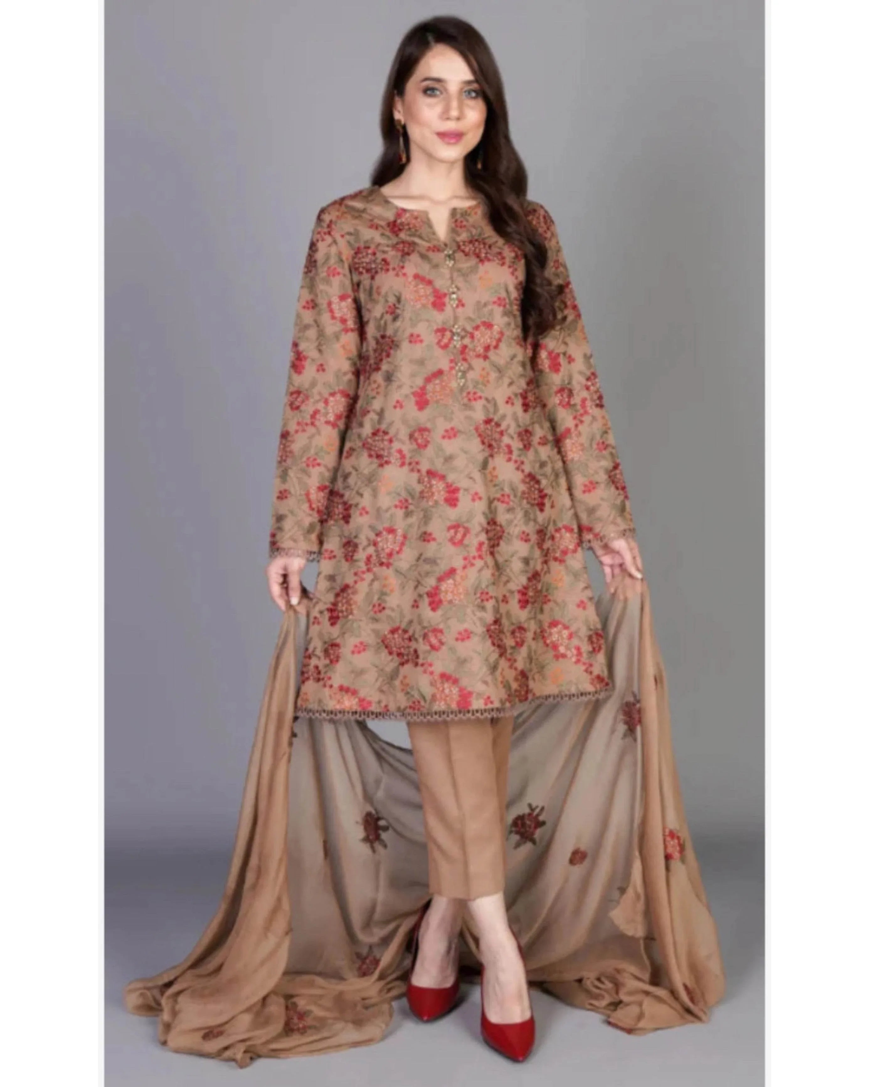 BAREEZE LINEN UNSTICH EMB 3PC - City Cloth House