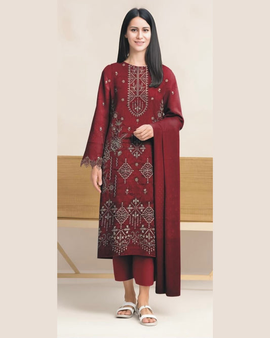 MIRAAL VOL#1 DHANAK UNSTITCHED EMB 3PC