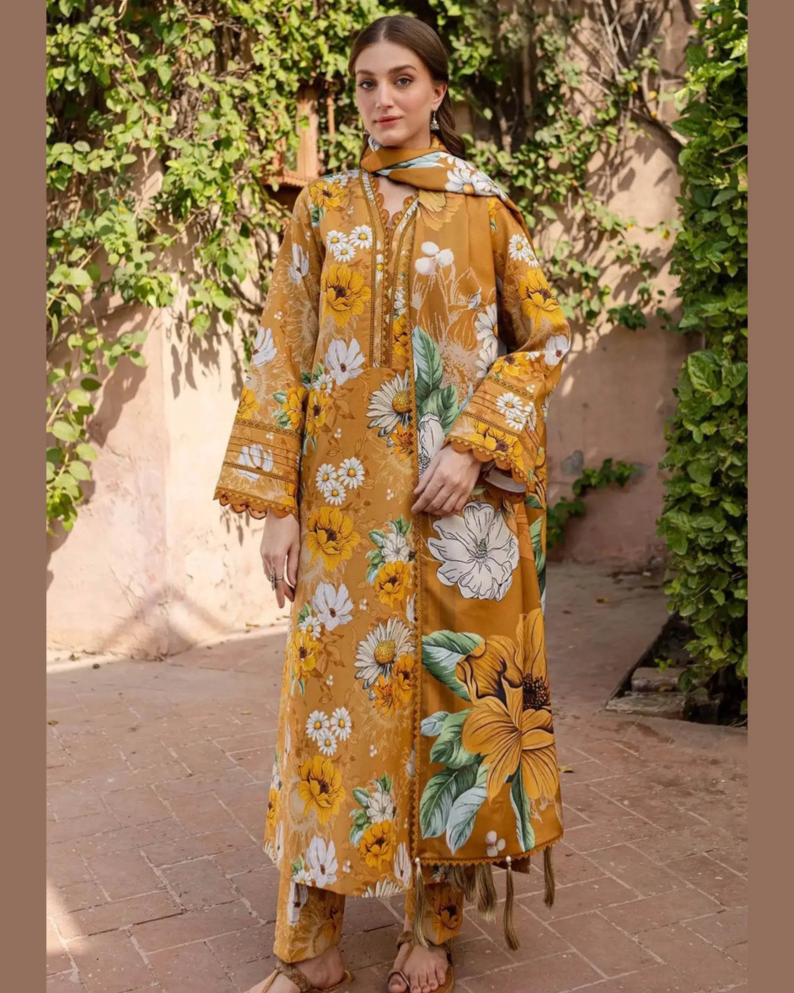 BAROQUE LAWN PRINTED UNSTICH 3PC - City Cloth House