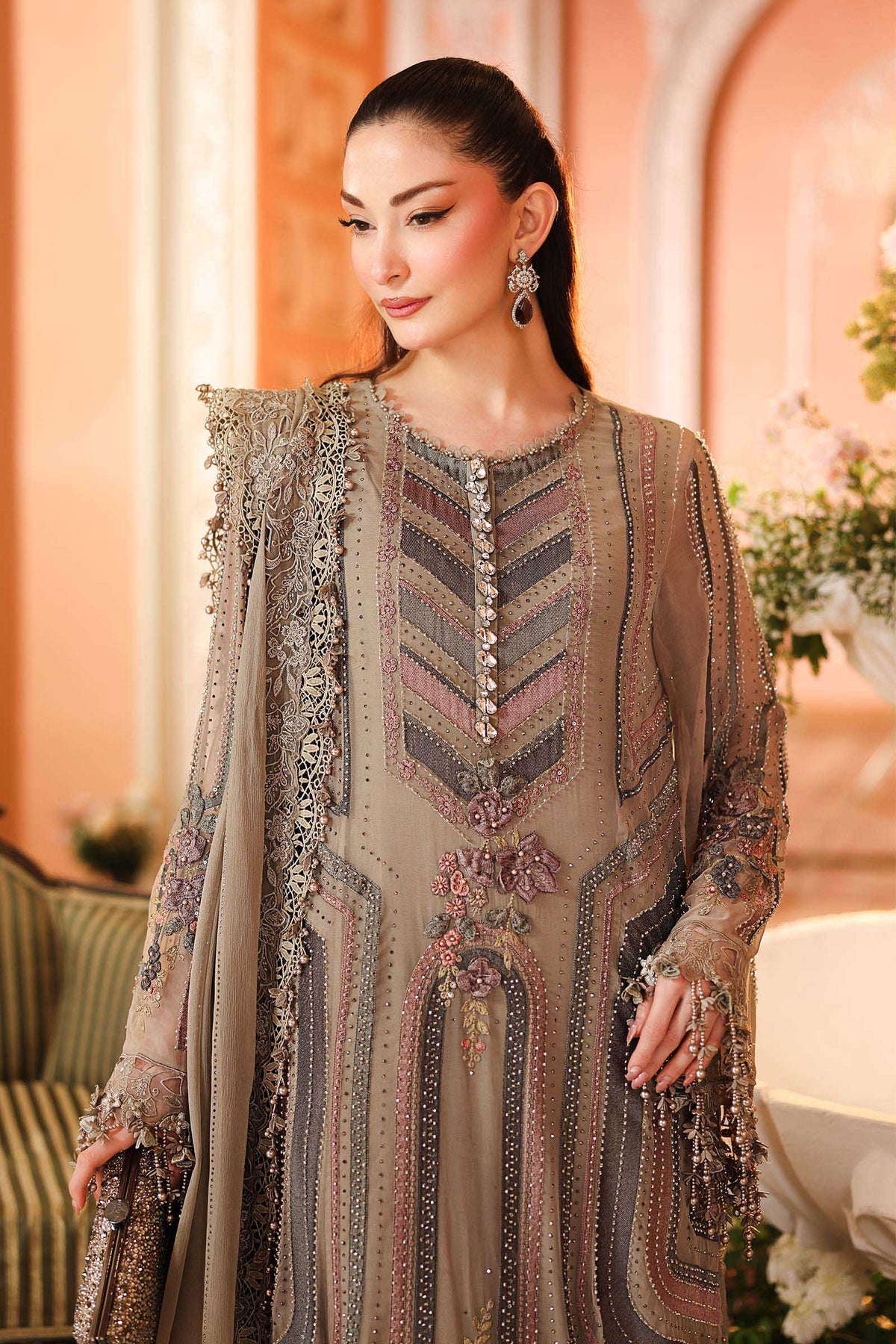 MARIA.B CHIFFON UNSTITCHED EMB D-1 SUIT