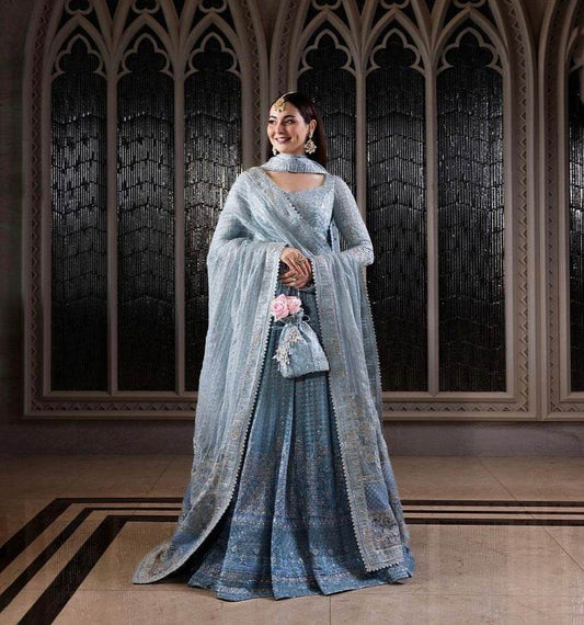 FAIZA SAQLAIN NET UNSTITCHED EMB MAXI - City Cloth House