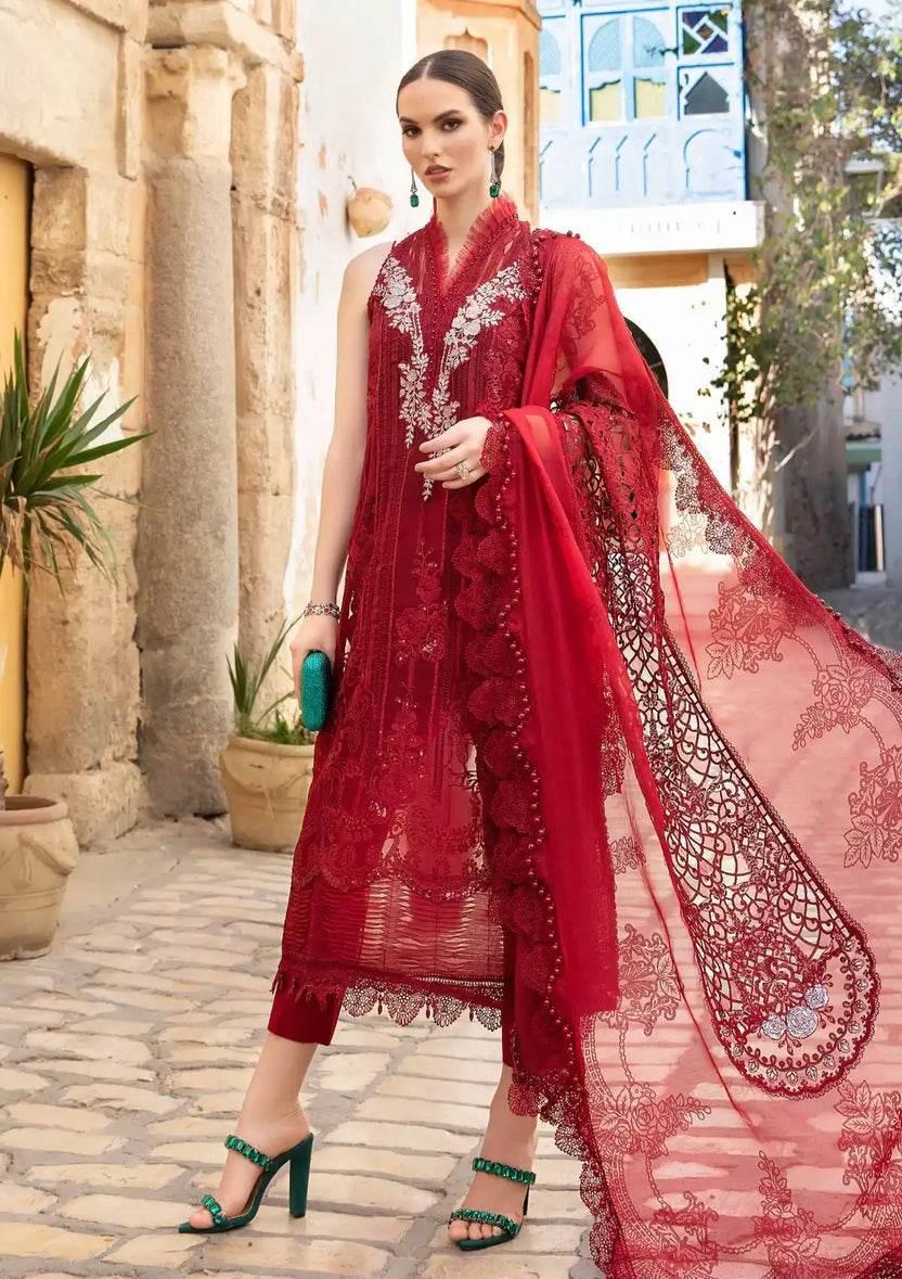 MARIA.B ORGANZA UNSTITCH EMB 3PC VOYAGE 24’ (D-01B) - City Cloth House