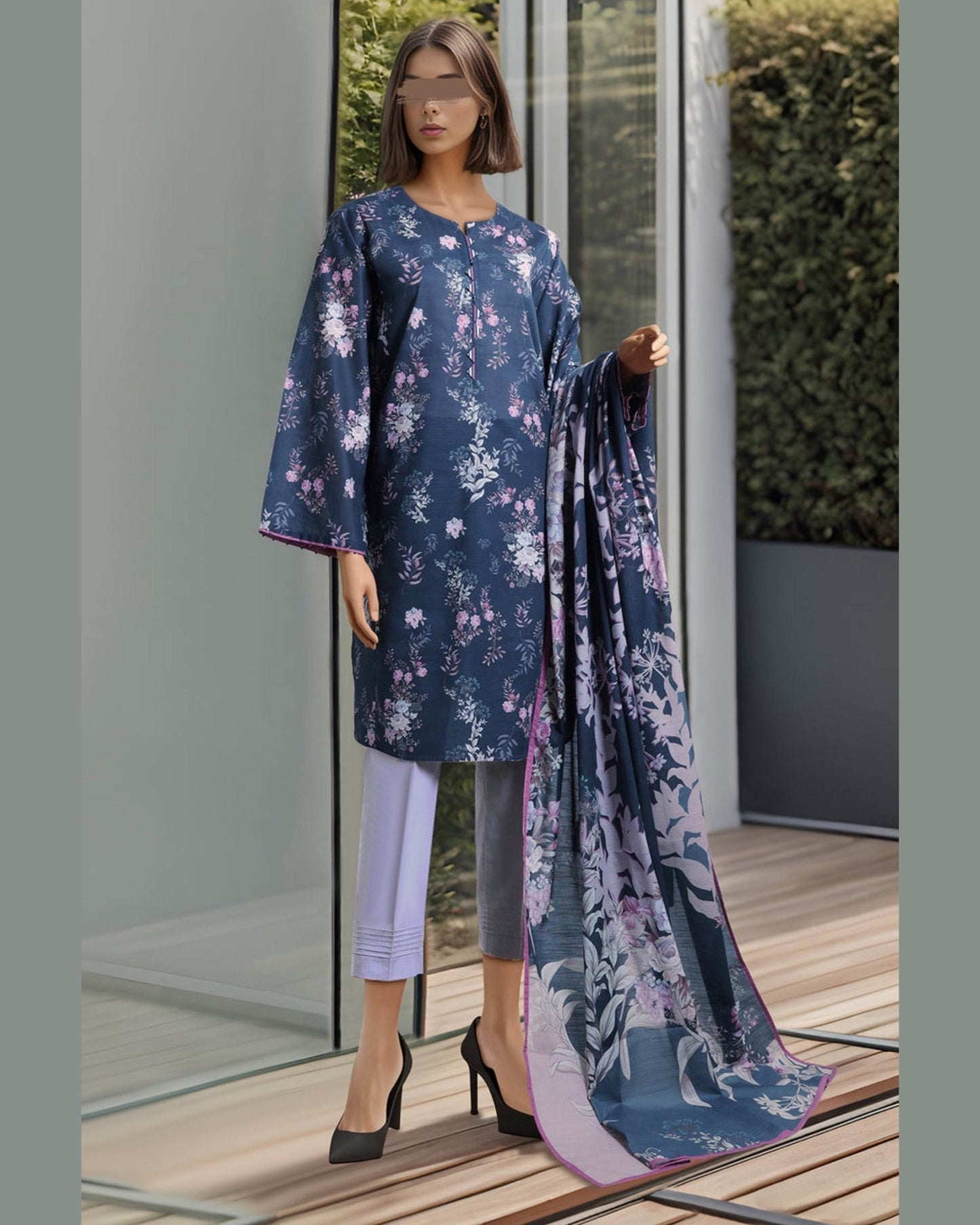 SAYA LAWN PRINTED UNSTICH 3PC - City Cloth House