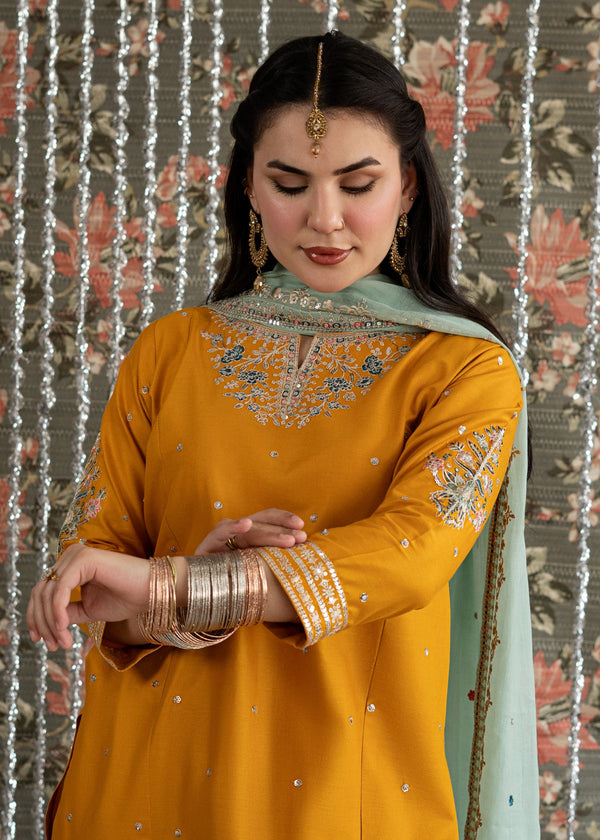 Zard | Emb Unstitched Shamoz silk 3pc