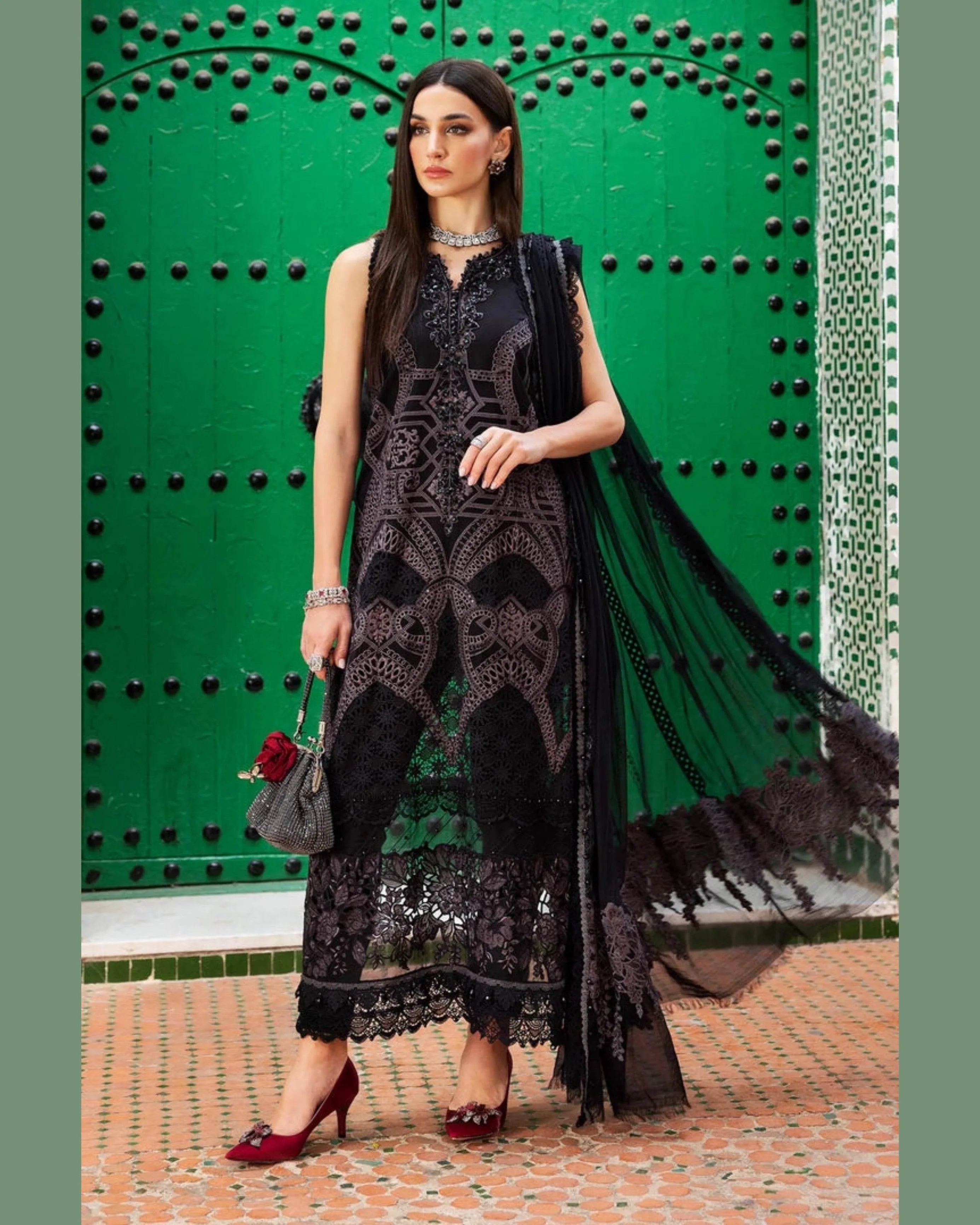 MARIA.B LAWN UNSTITCHED EMB 3PC - City Cloth House