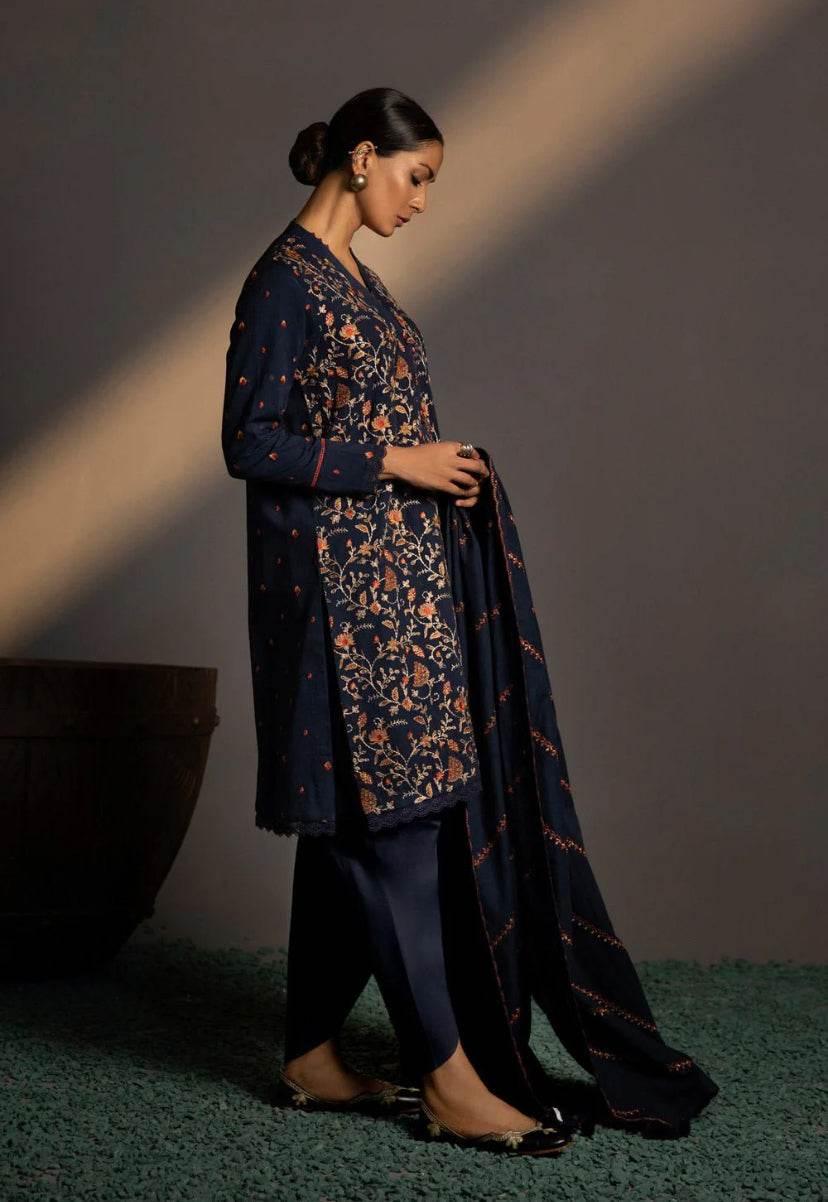 BAREEZE KARANDI UNSTICH EMB 3PC - City Cloth House