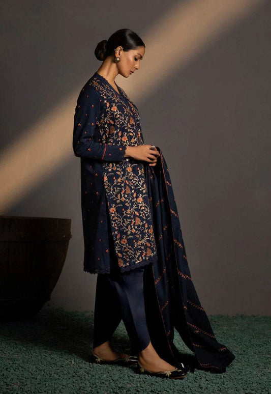 BAREEZE KARANDI UNSTICH EMBROIDERED 3PC - City Cloth House