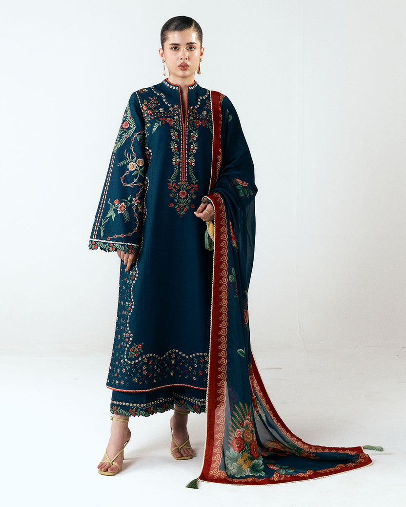 JUGNU DHANAK EMB UNSTITCHED 3PC