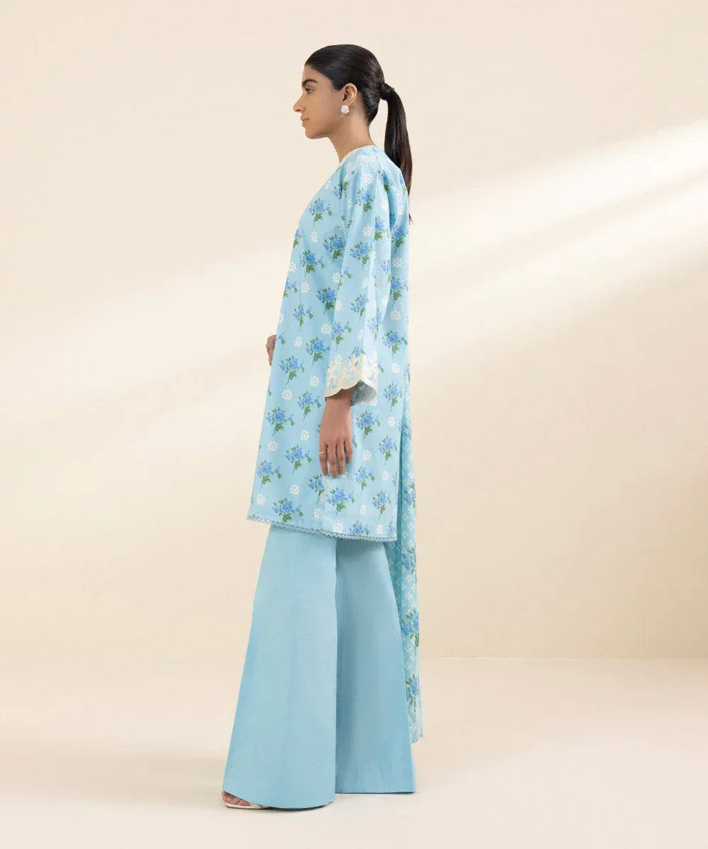 SAPPHIRE KARANDI PRINTED UNSTICHED 3PC - City Cloth House