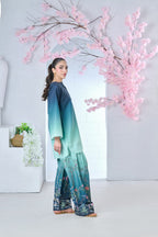 Cyanic | Printed Unstitched Shamoz silk 3pc