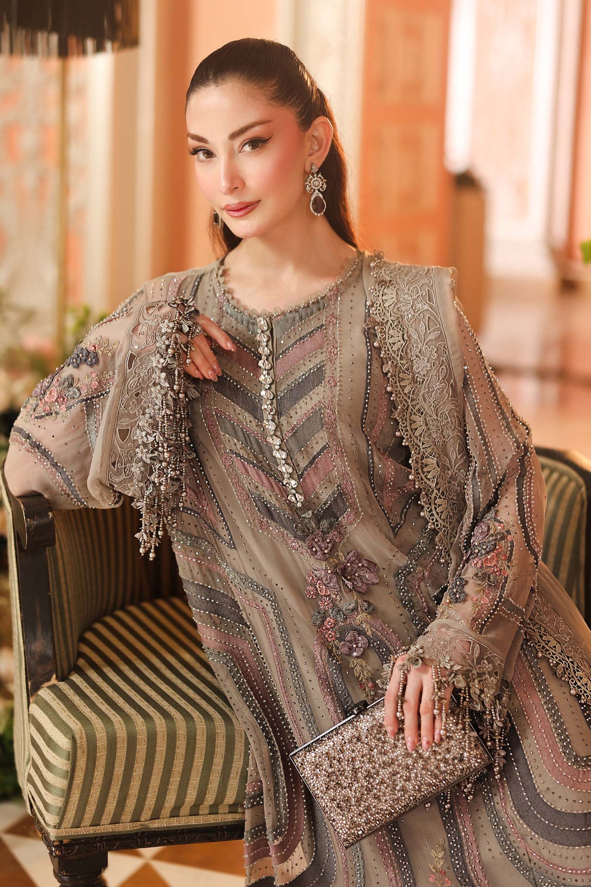 MARIA.B CHIFFON UNSTITCHED EMB D-1 SUIT