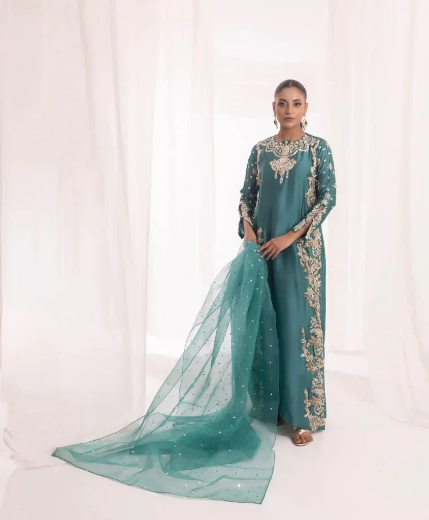 SEHRISH NADEEM SILK UNSTITCHED EMB EC010 SUIT - City Cloth House