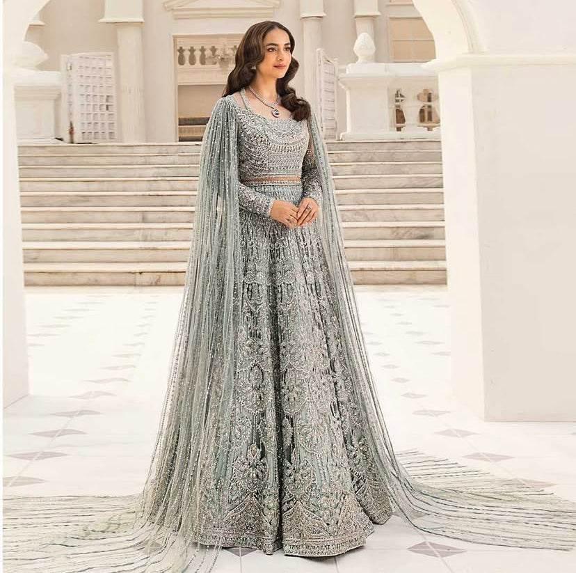 ERUM KHAN NET UNSTITCHED EMB MAXI - City Cloth House