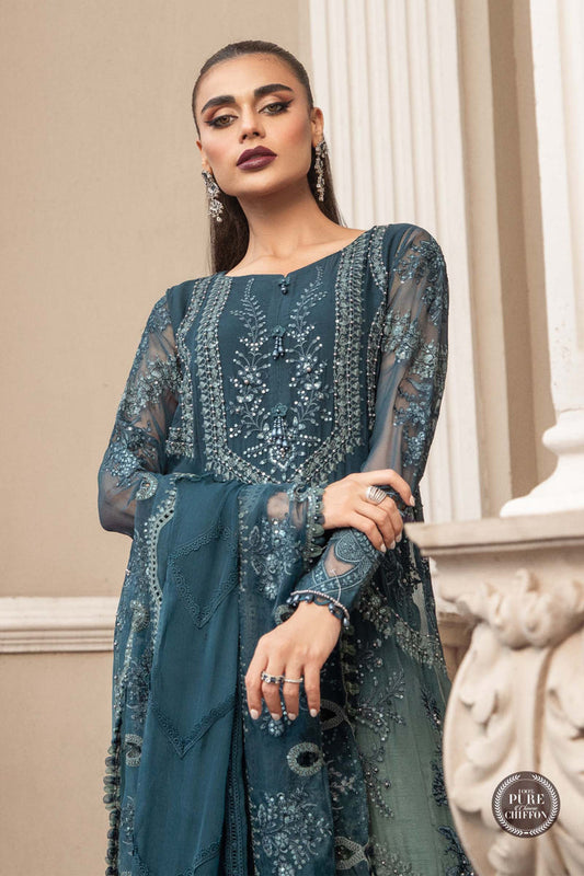 MARIA.B CHIFFON UNSTITCHED EMB SUIT
