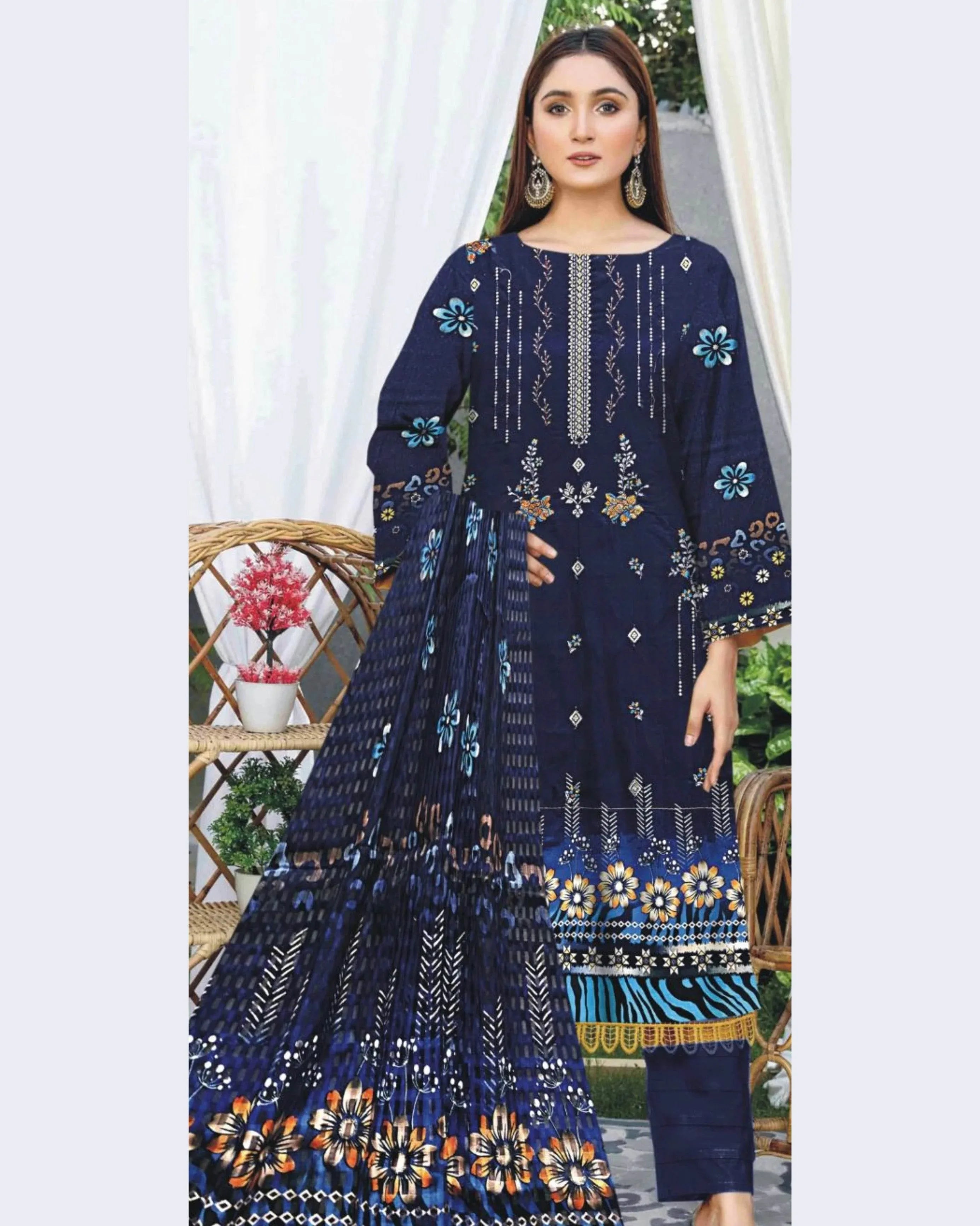 MIRAAL LAWN UNSTITCHED EMB 3PC - City Cloth House